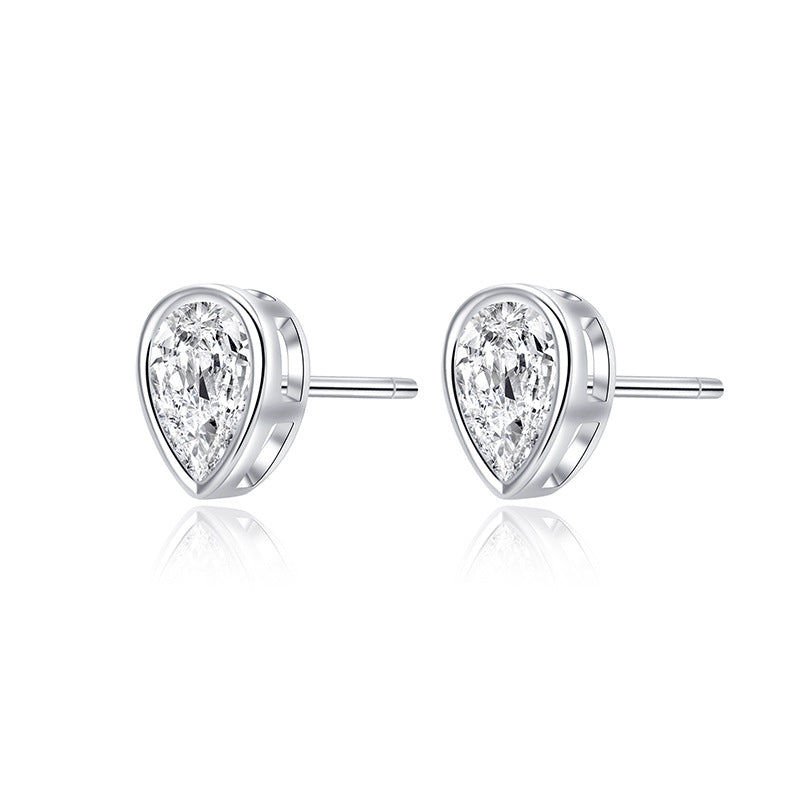 Fashion Ear Jewelry Luxury Teardrop CZ S925 Sterling Silver Stud Earrings