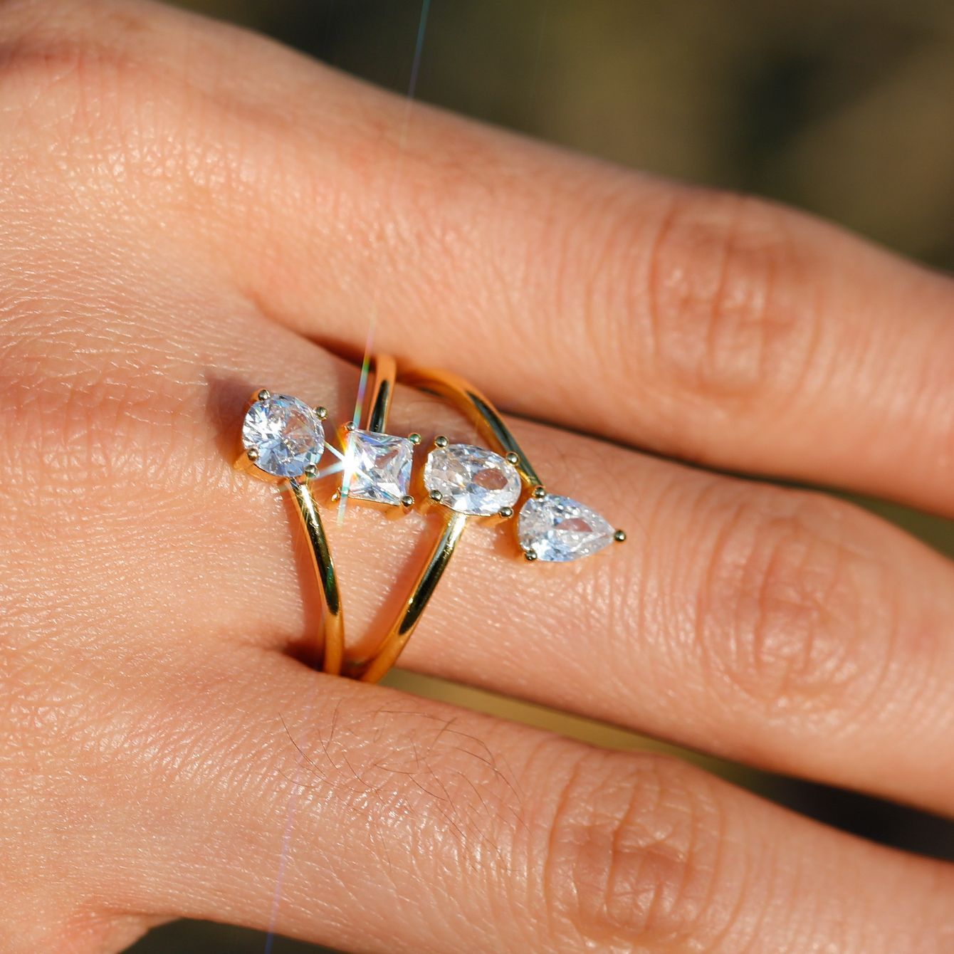 Assorted Shaped Moissanite For Women 925 Sterling Silver Ring