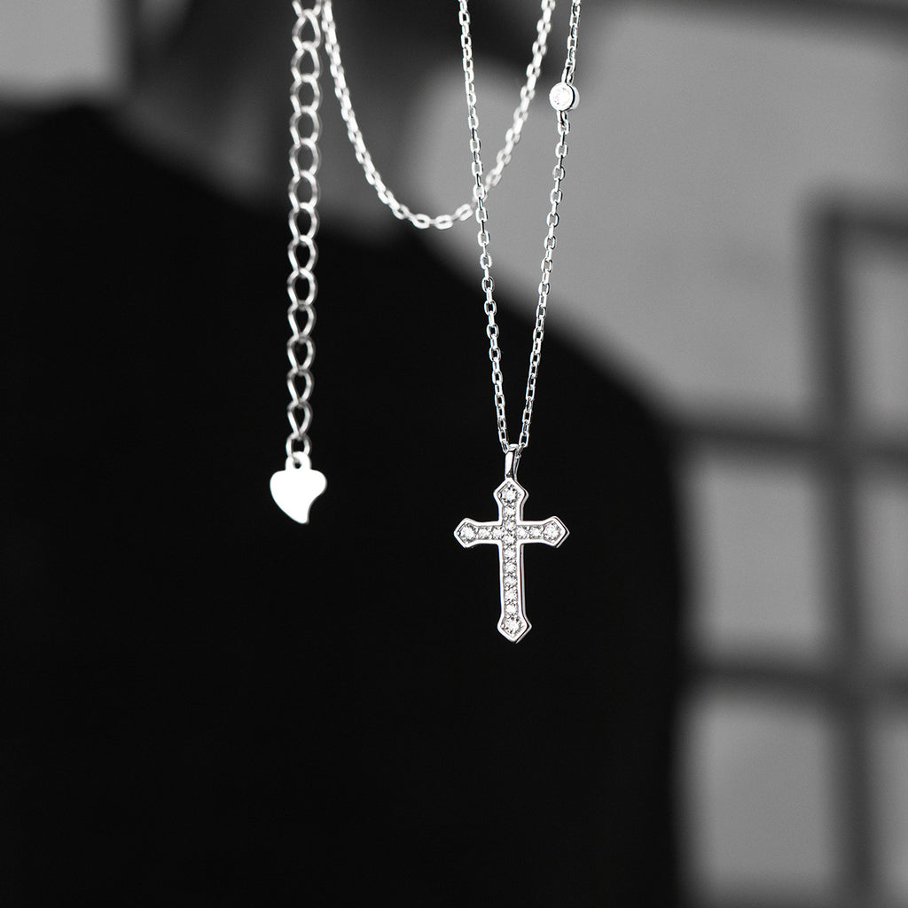 Religious Cross Cubic Zirconia 925 Sterling Silver Necklace