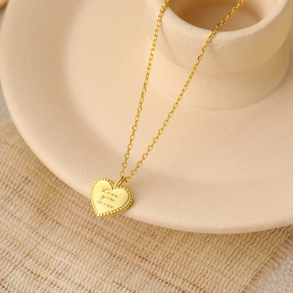 Love Your More Letters Heart 925 Sterling Silver Necklace