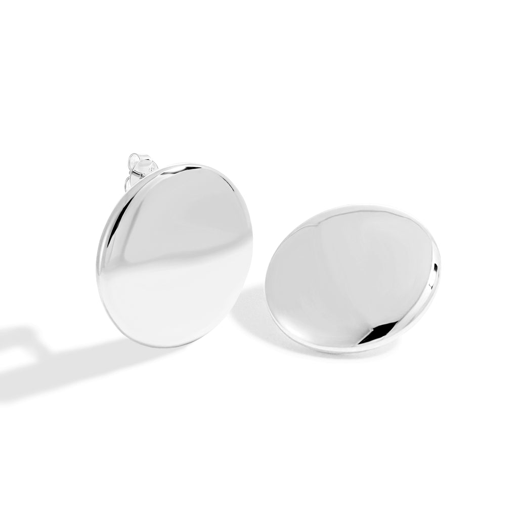 Modern Geometry 999 Sterling Silver Electroforming Irregular Ellipse Earrings