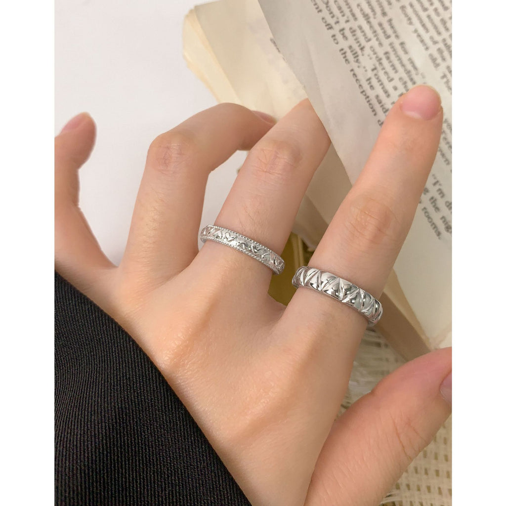 Geometric Pattern S925 Sterling Silver Adjustable Ring