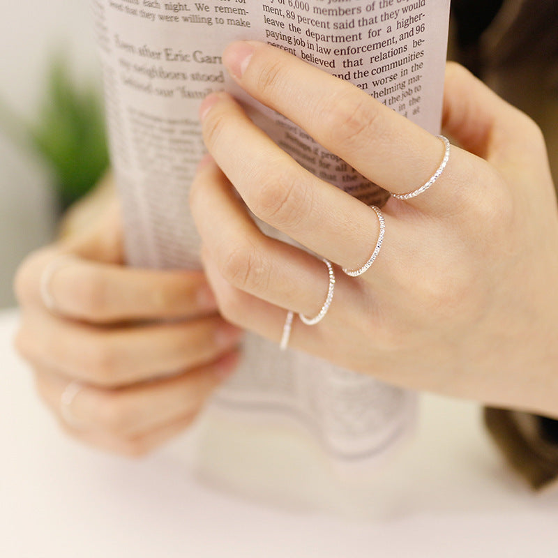 Diamond Cut Faceted Geometric Slim Knuckle Ring Silver S925 Sterling Silver Fine Stacking Ring