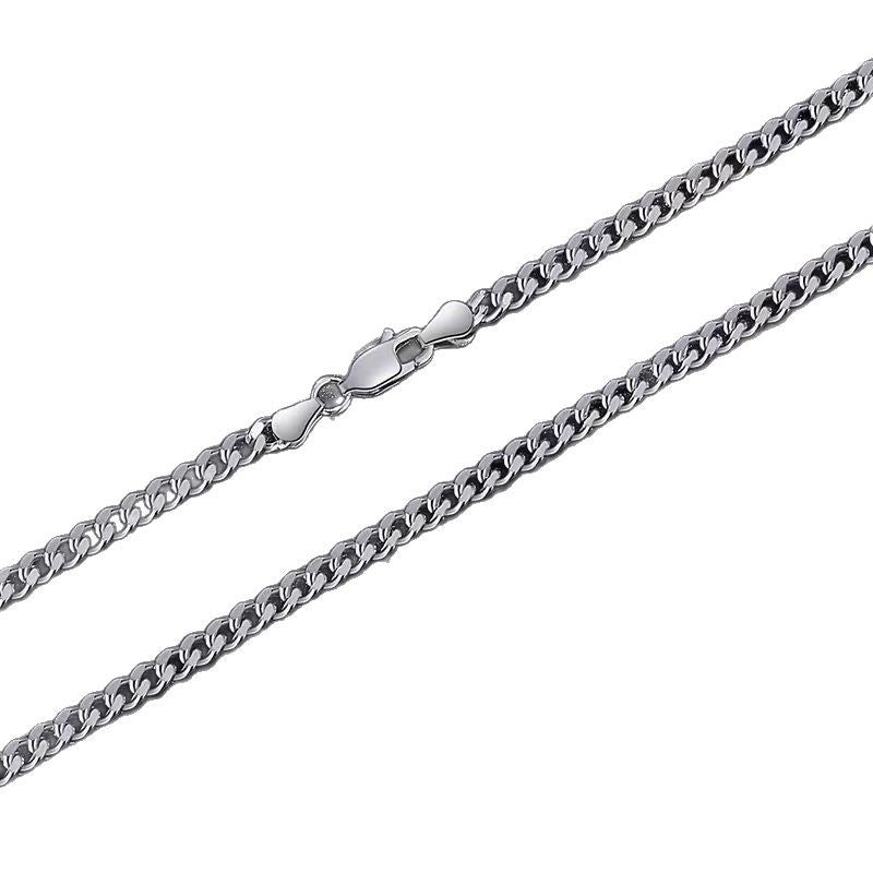 Geometric Side Link Collarbone Chain 925 Sterling Silver Cuban Chain Necklace