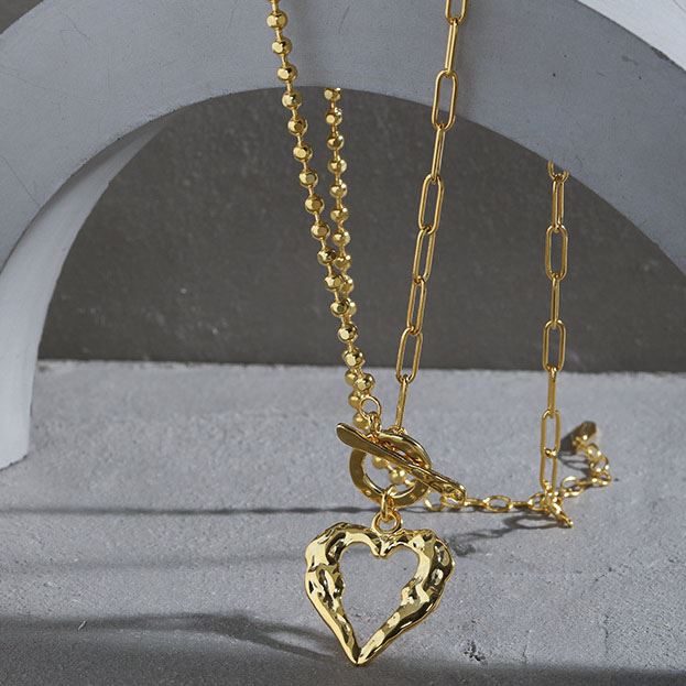 Office OT Irregular Heart 925 Sterling Silver Necklace