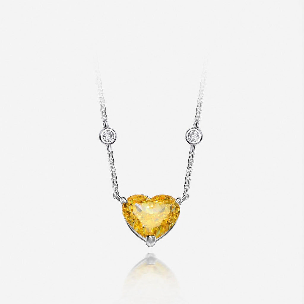 Heart Shaped High Carat Diamond Pendant on a 925 Sterling Silver Heart Necklace
