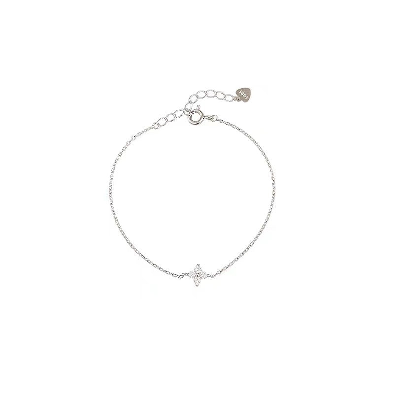 Girl Cute Mini Four Leaf Clover 925 Sterling Silver Anklet