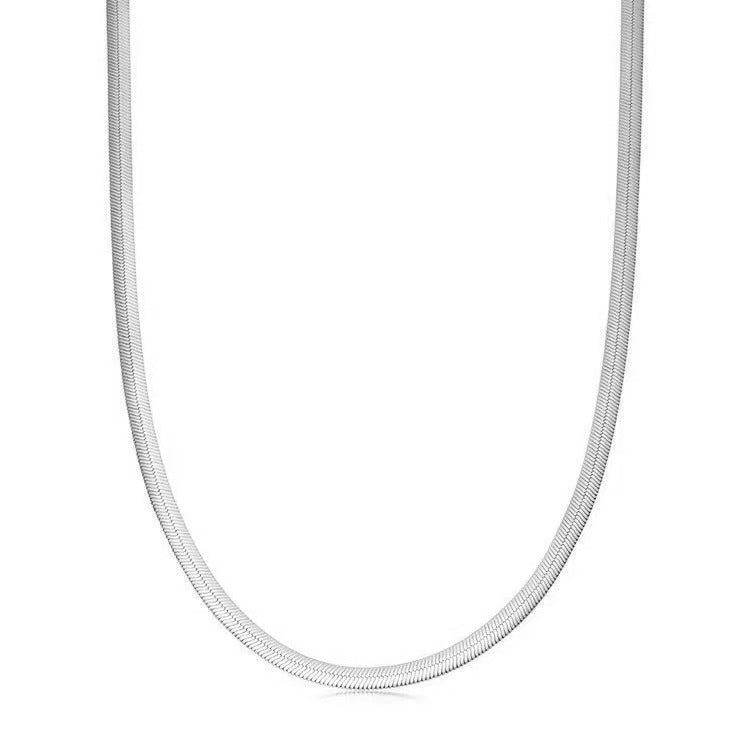 Minimalist Flat Snake Chain Necklace S925 Sterling Silver Blade Chain Choker Necklace