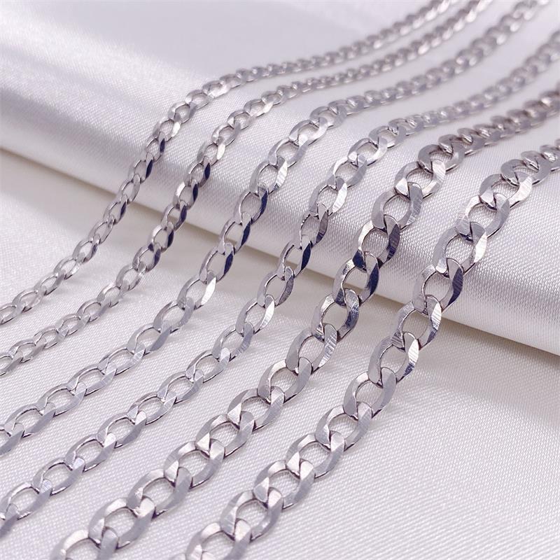 Geometric Hexagon Inspired Side Cut Links 925 Sterling Silver Cuban Link Chain Necklace