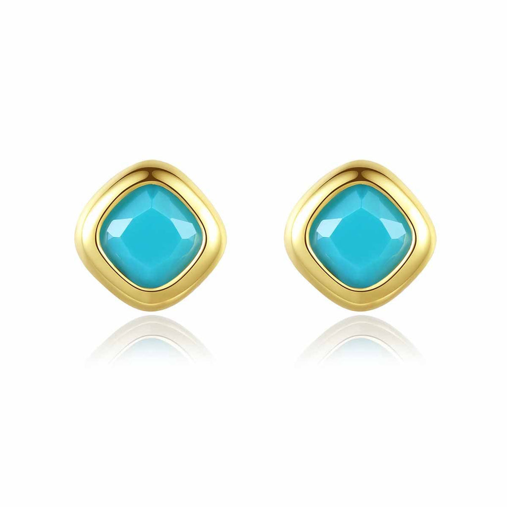 Geometry Blue CZ Rhombus 925 Sterling Silver Stud Earrings