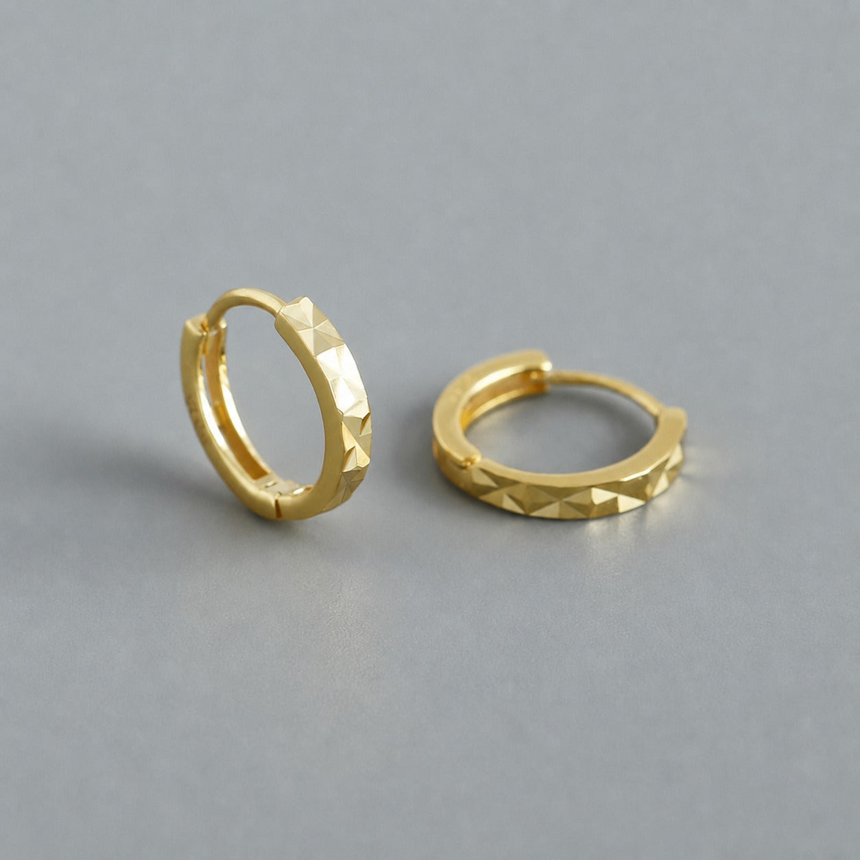 Geometric Polyhedral Hoop 925 Sterling Silver Earrings