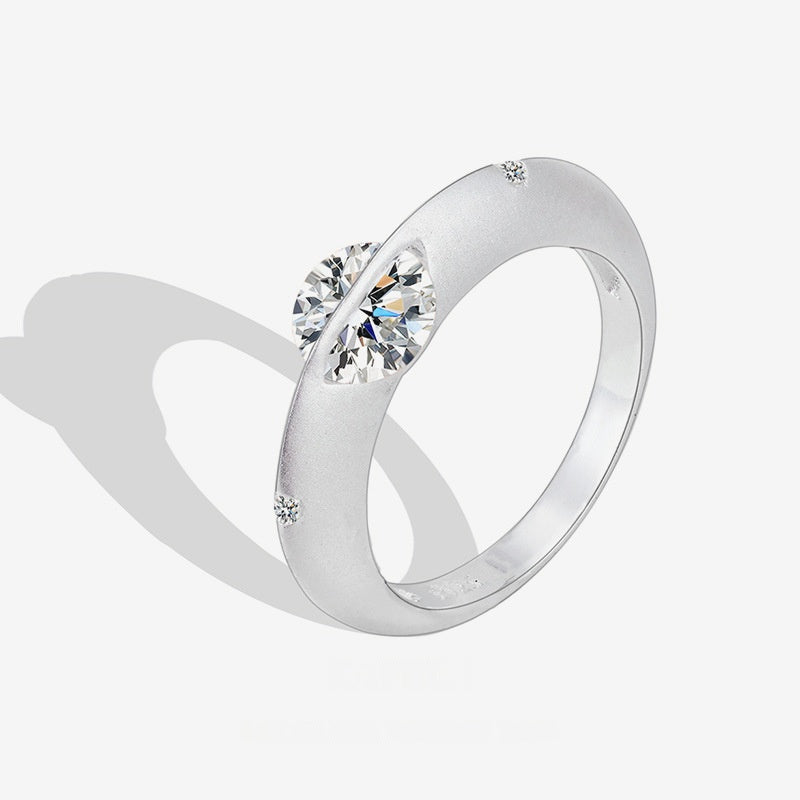 Elegant Modern Jewelry Rotatable Cosmic Star Design Cubic Zirconia  925 Sterling Silver Ring