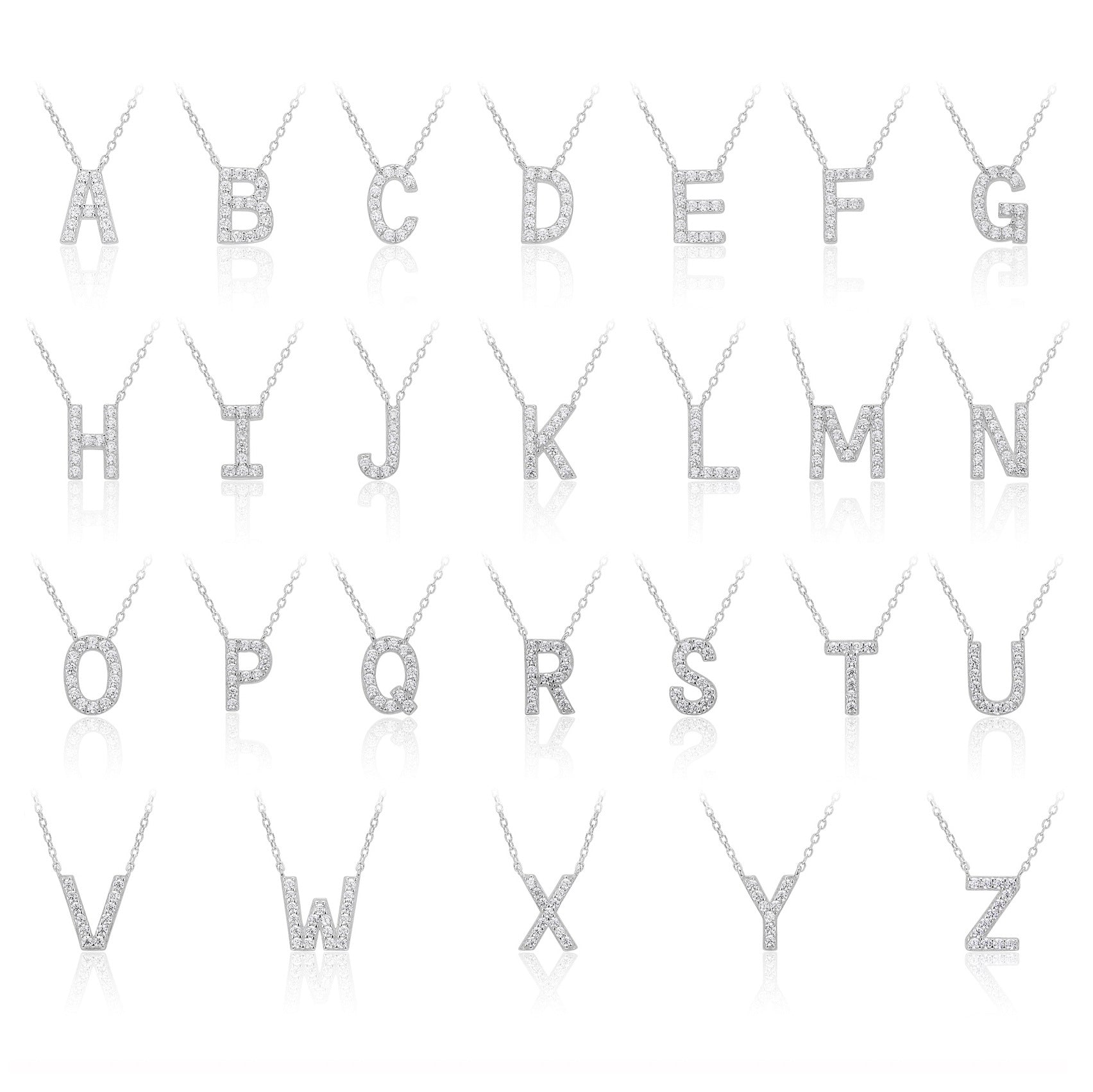 A To Z Initial Letter Cubic Zirconia 925 Sterling Silver Chain Necklace White Gold And Yellow Gold Alphabet Collarbone Necklace For Women Holiday Gift Fashion Jewelry