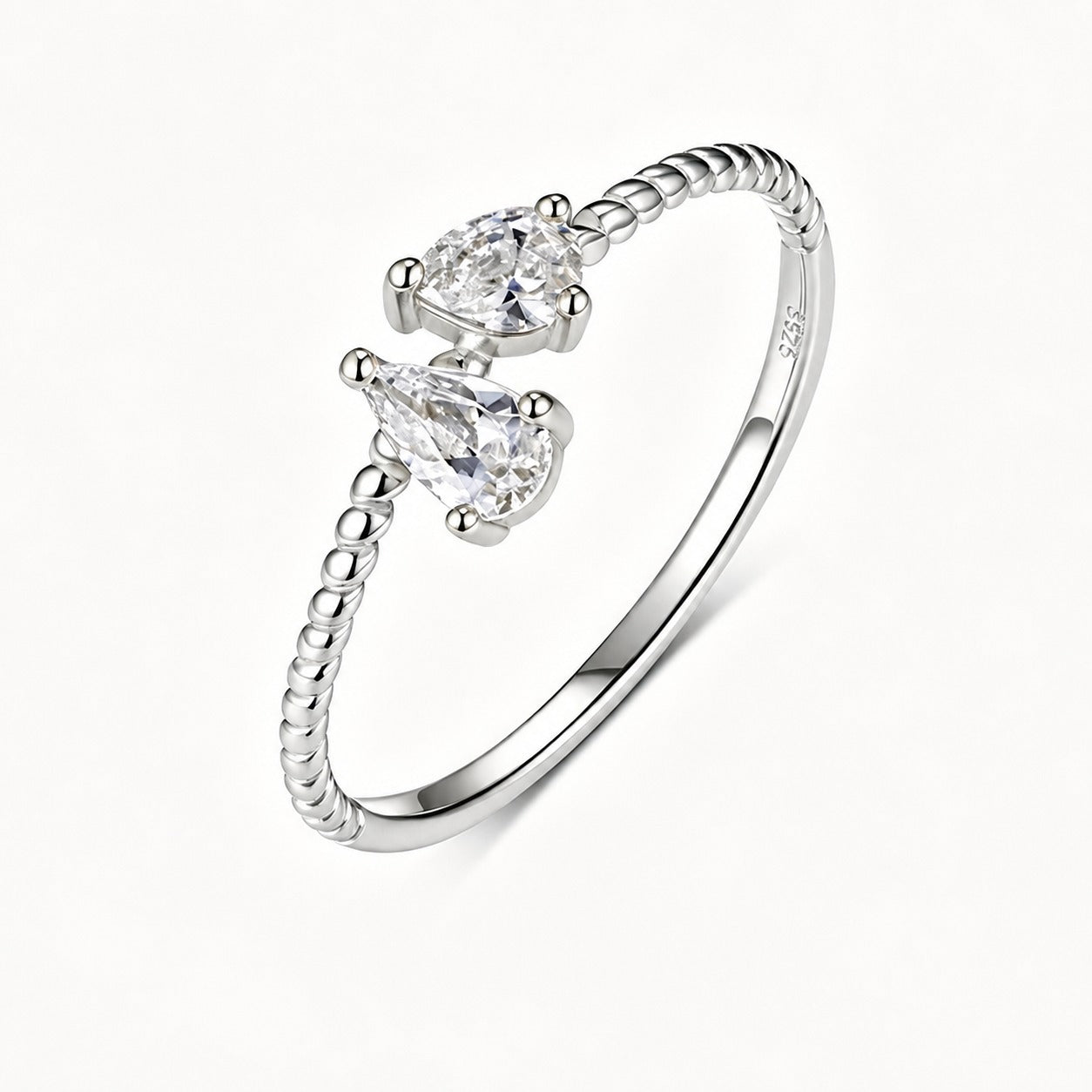 Elegant  Water Drop Moissanite For Women 925 Sterling Silver Ring