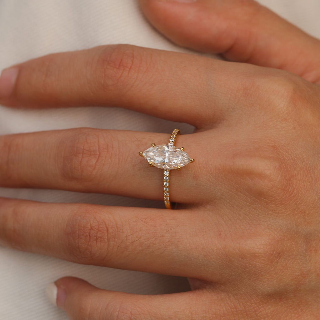 Geometric Ring with Horse Eye Shaped Moissanite 925 Sterling Silver Ring