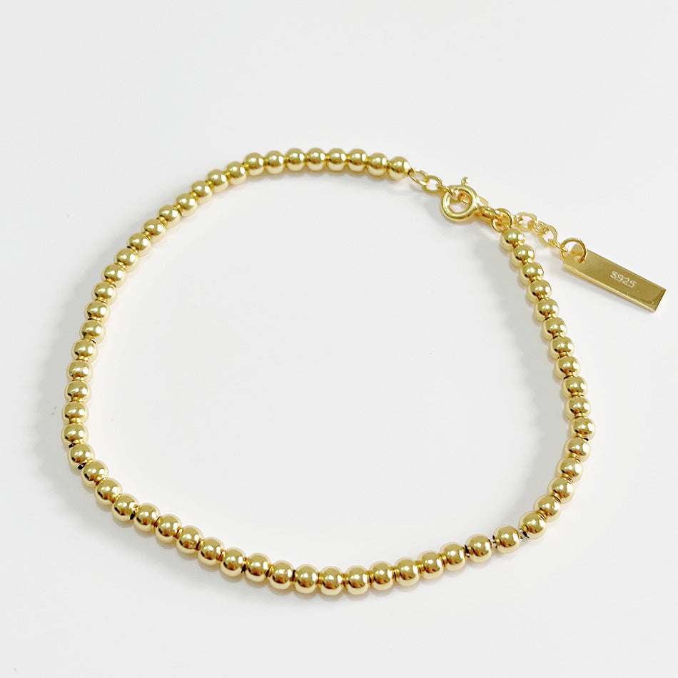 Office Lady Round Beads 925 Sterling Silver Bracelet
