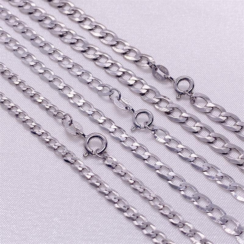 Geometric Hexagon Inspired Side Cut Links 925 Sterling Silver Cuban Link Chain Necklace