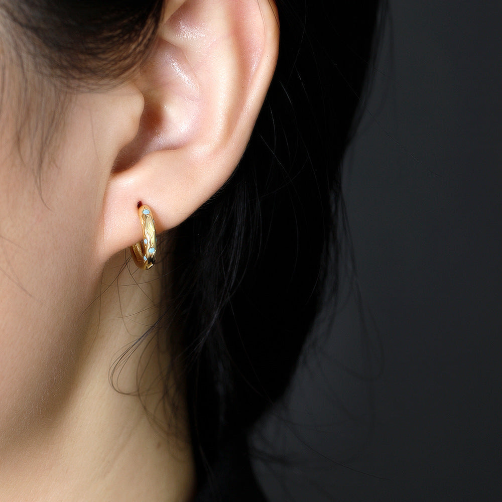 Women Fashion Modern Party Gift Elegant Jewelry Geometric Design S925 Silver Hoop Earrings