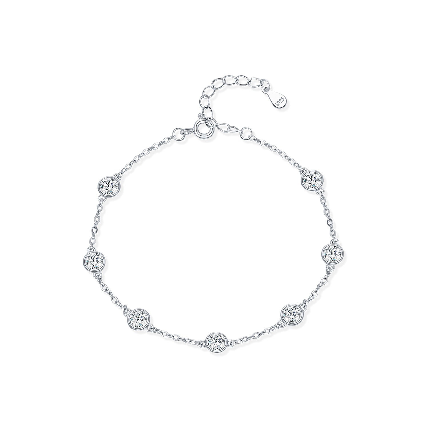 Elegant Geometric Design 925 Sterling Silver Cubic Zirconia Bubble Bracelet for Women Fashion Jewelry Simple Style Adjustable Length 2025 New Arrival