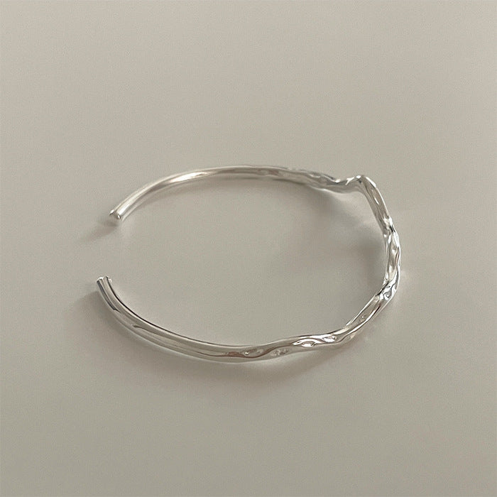 Elegant Geometric Twist Mobius Bangle 925 Sterling Silver Bangle