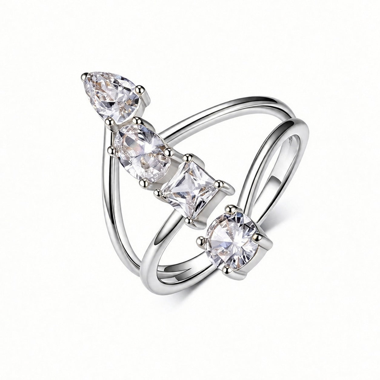 Assorted Shaped Moissanite For Women 925 Sterling Silver Ring
