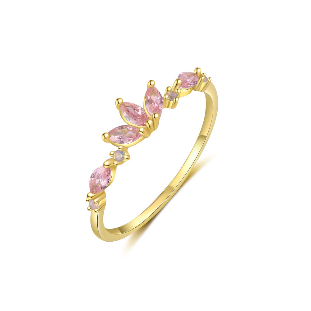 Modern Colorful CZ Crown Crescent Moon Star 925 Sterling Silver Adjustable Ring