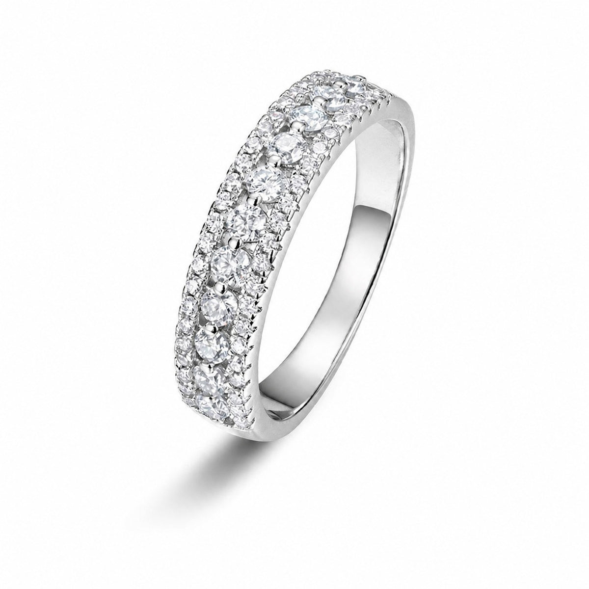Mossanite Geometric Multi-Stone 925 Sterling Silver Ring