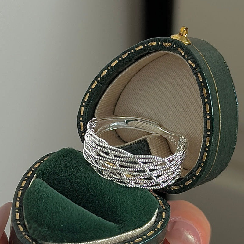Irregular Crisscross Mesh Lattice 925 Sterling Silver OpenRing