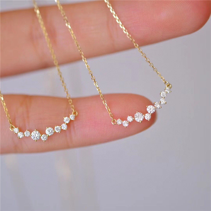 Fashion Shining CZ Smile 925 Sterling Silver Necklace