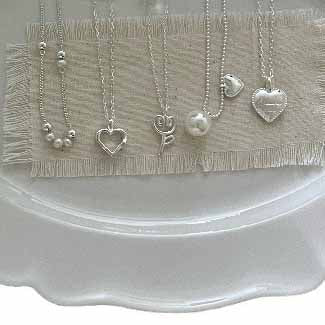 Girl Simple Bow-knot Heart Key Shell Pearls 925 Sterling Silver Necklace