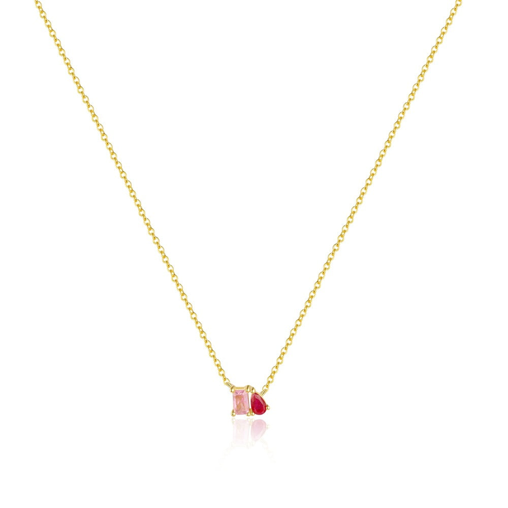 Girl White Pink CZ Star River 925 Sterling Silver Necklace