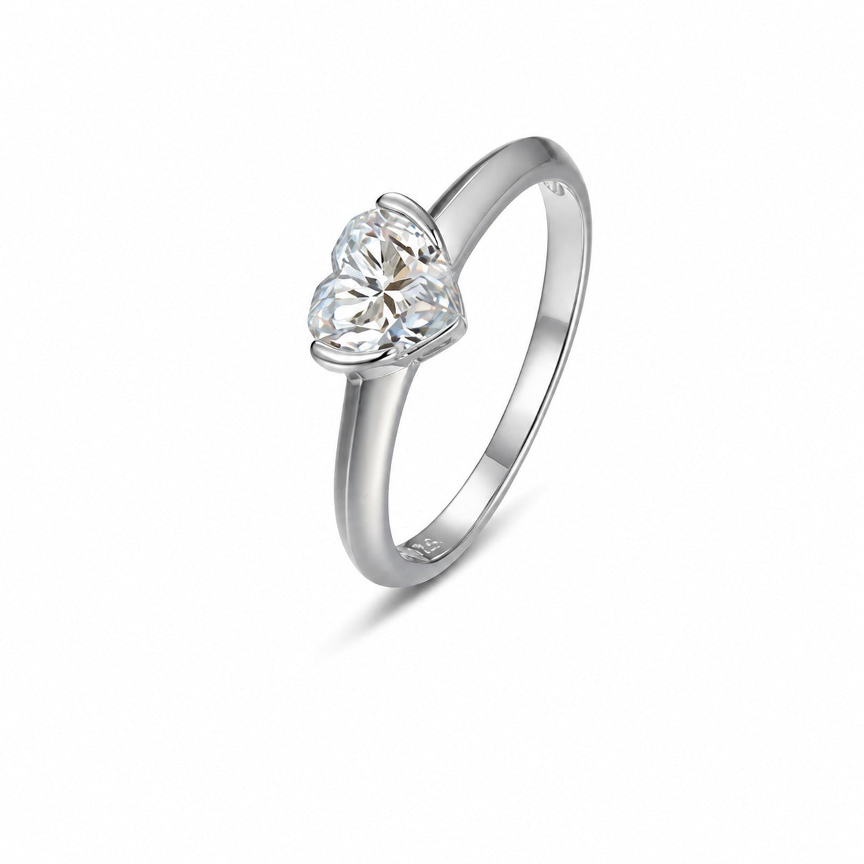Heart Shape White Moissanite  925 Sterling Silver Ring