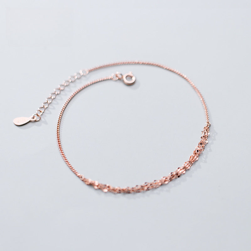 Simple Twisted Multi 925 Sterling Silver Strand Chain Anklet