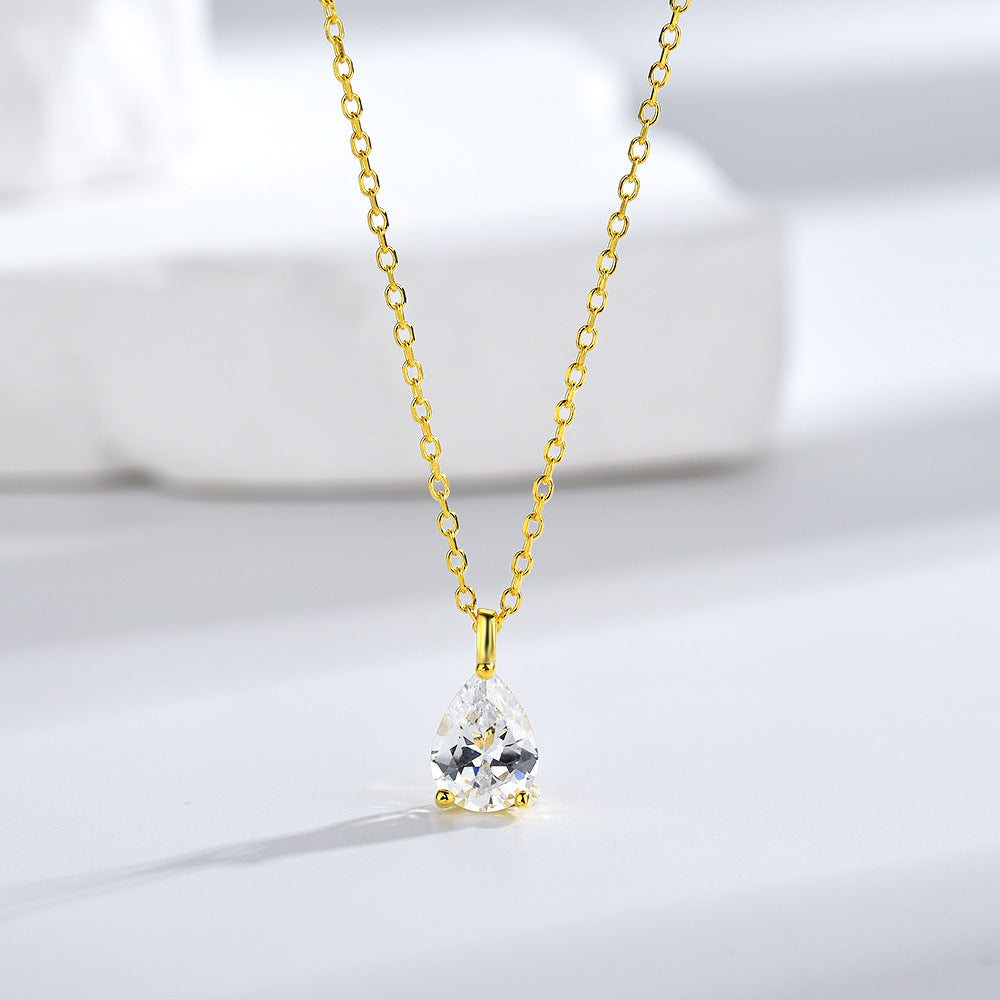 Teardrop Pear Shape Moissanite Necklace 925 Sterling Silver Pendant Necklace For Women 1 Carat 5mm * 8mm GRA Certified Light Luxury Daily Wear Elegant Modern Jewelry Gift