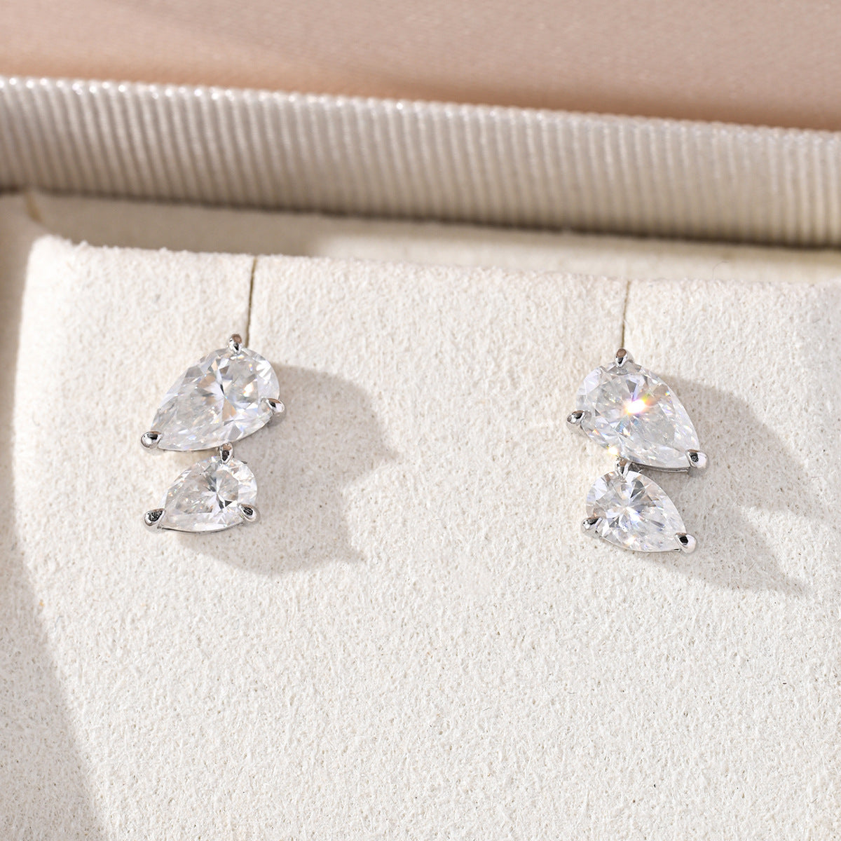 Mossanite Double Pear-Shaped 925 Sterling Silver Earrings