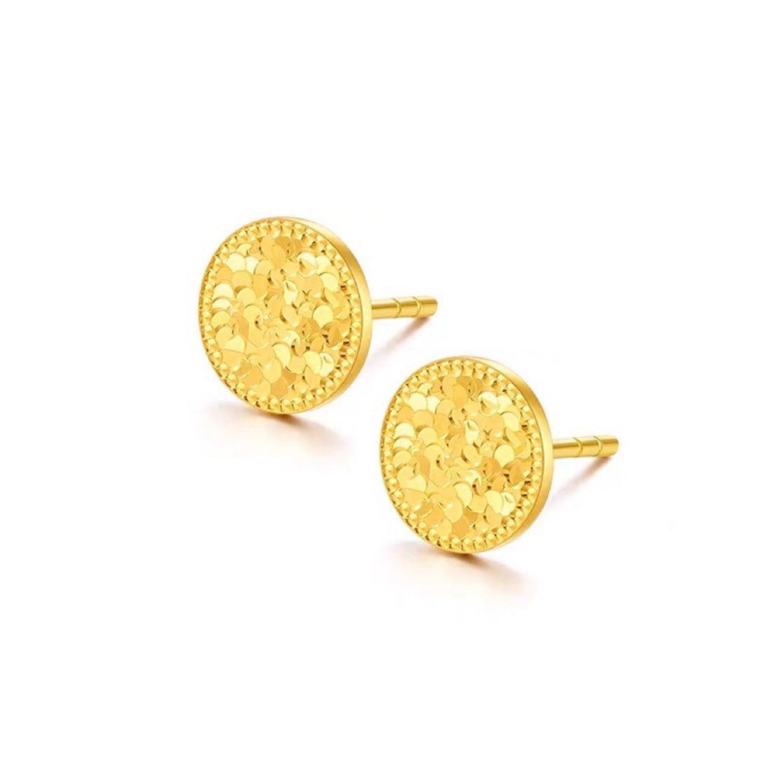 Round Geometric Crushed Ice Pattern 925 Sterling Silver Stud Earrings