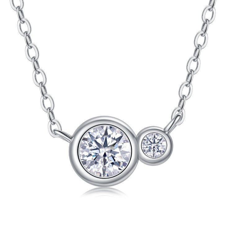 Elegant Moissanite Geometric Design 925 Sterling Silver Pendant Necklace