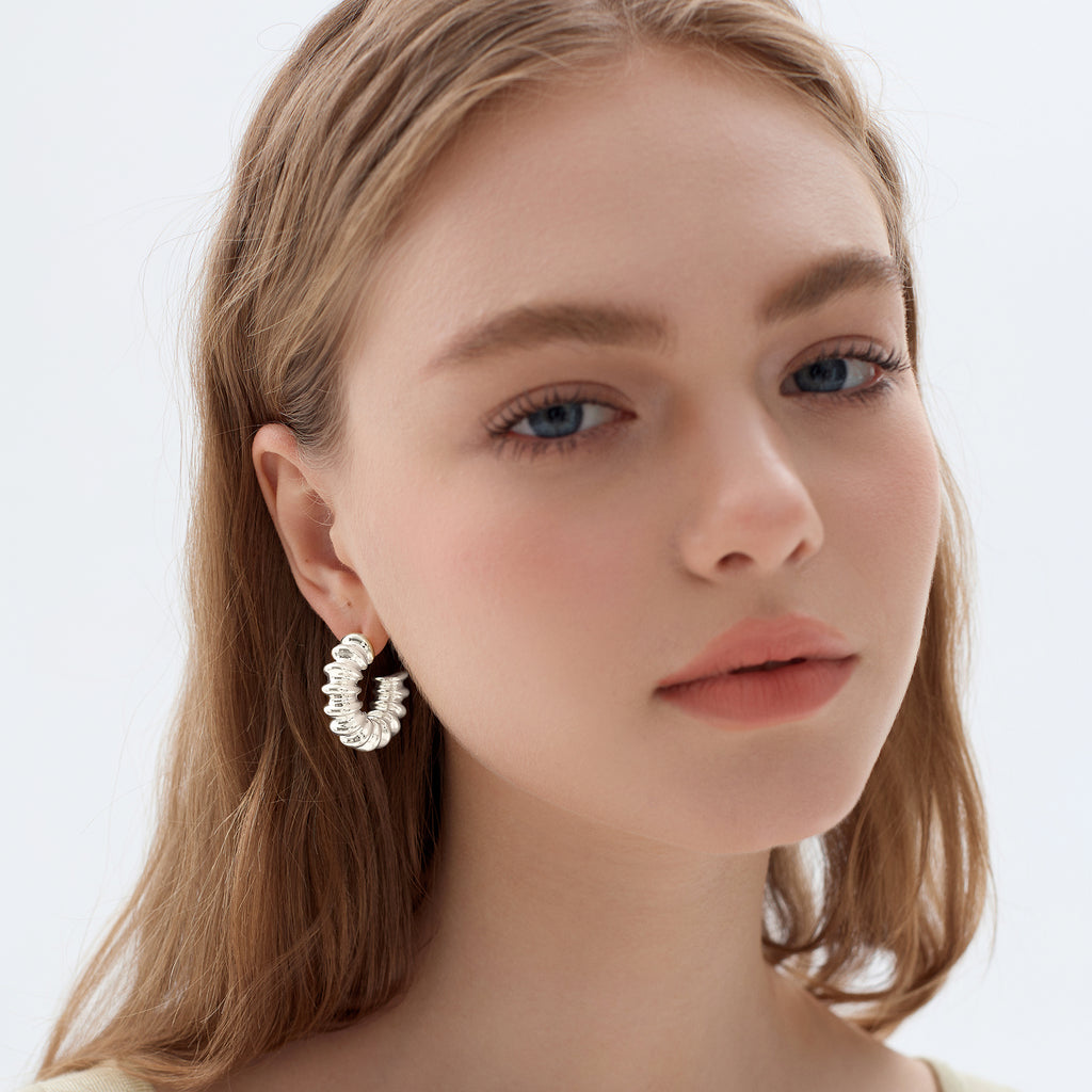 Hollow Chunky Electroforming Earrings Large Light 999 Sterling Silver Exaggerated Jewelry Bold Extra Large Statement Earrings
