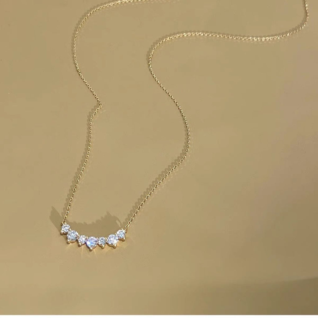 Graduation Seven Round CZ Smile 925 Sterling Silver Necklace