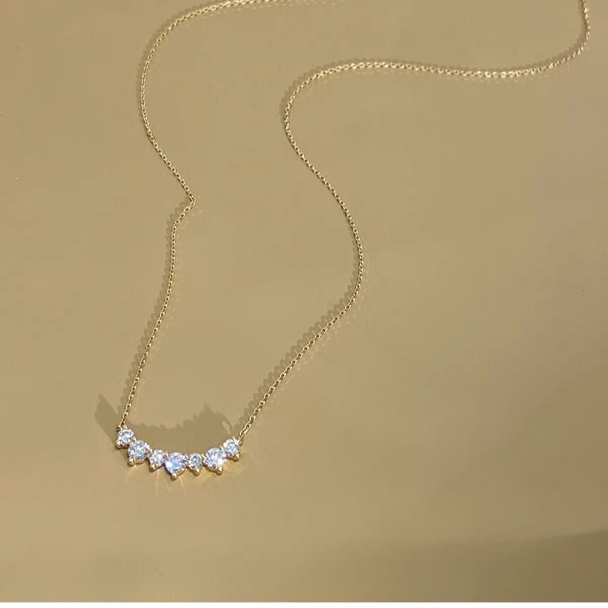 Graduation Seven Round CZ Smile 925 Sterling Silver Necklace