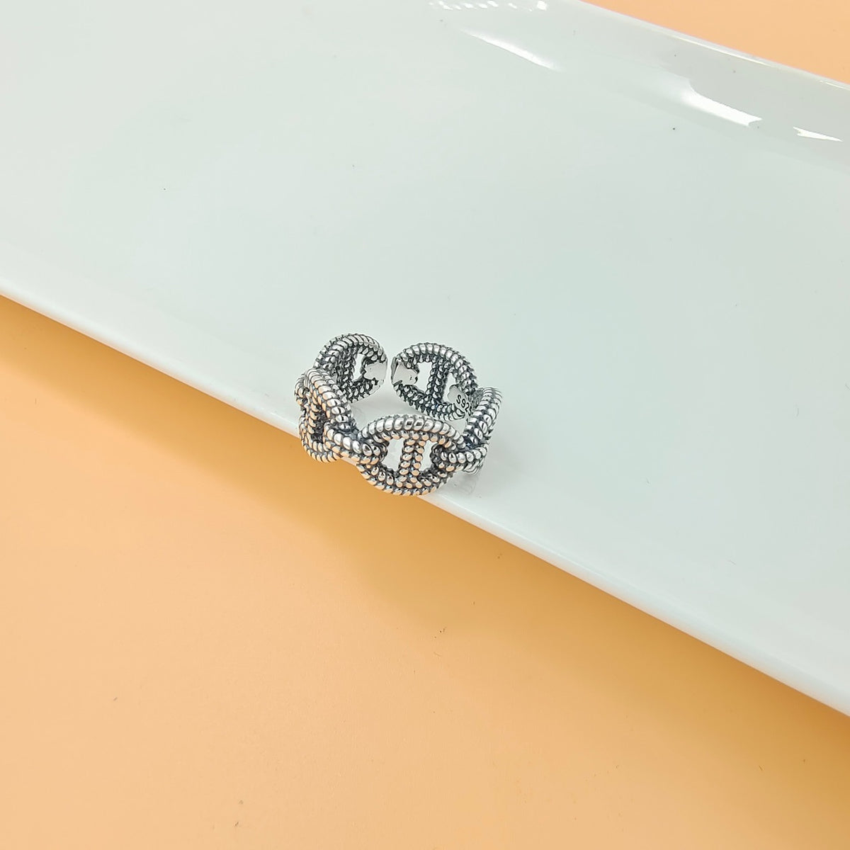 Men's Vintage Pig Nose Chain 925 Sterling Silver Adjustable Ring