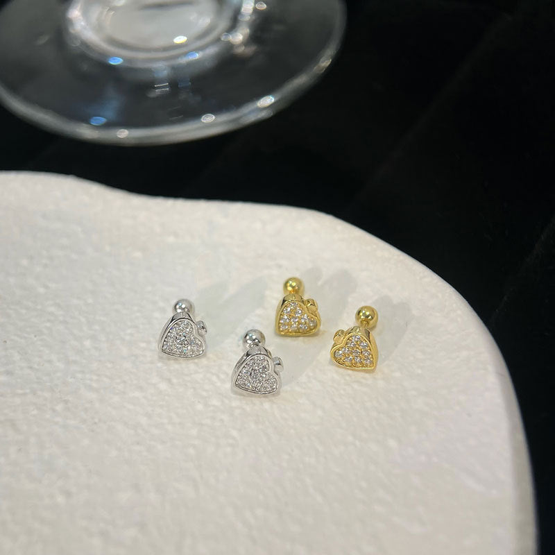 Cute Mini CZ Hearts 925 Sterling Silver Stud Earrings