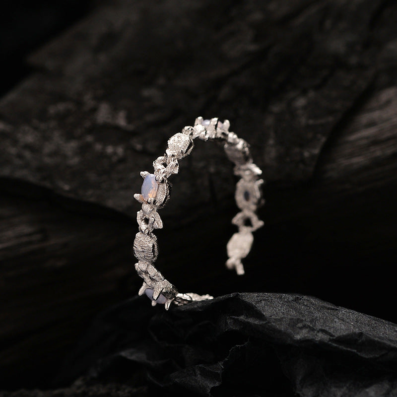 Holiday Created Opal Sweet Christmas Candy 925 Sterling Silver Adjustable Ring