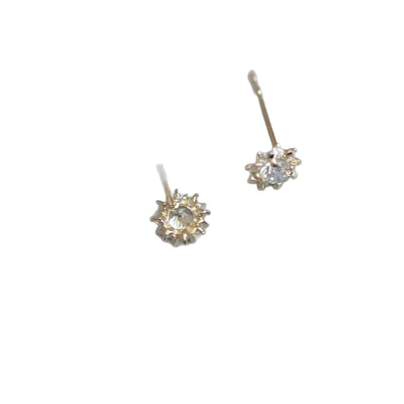 Beautiful Girl Office CZ Sunflowers 925 Sterling Silver Stud Earrings