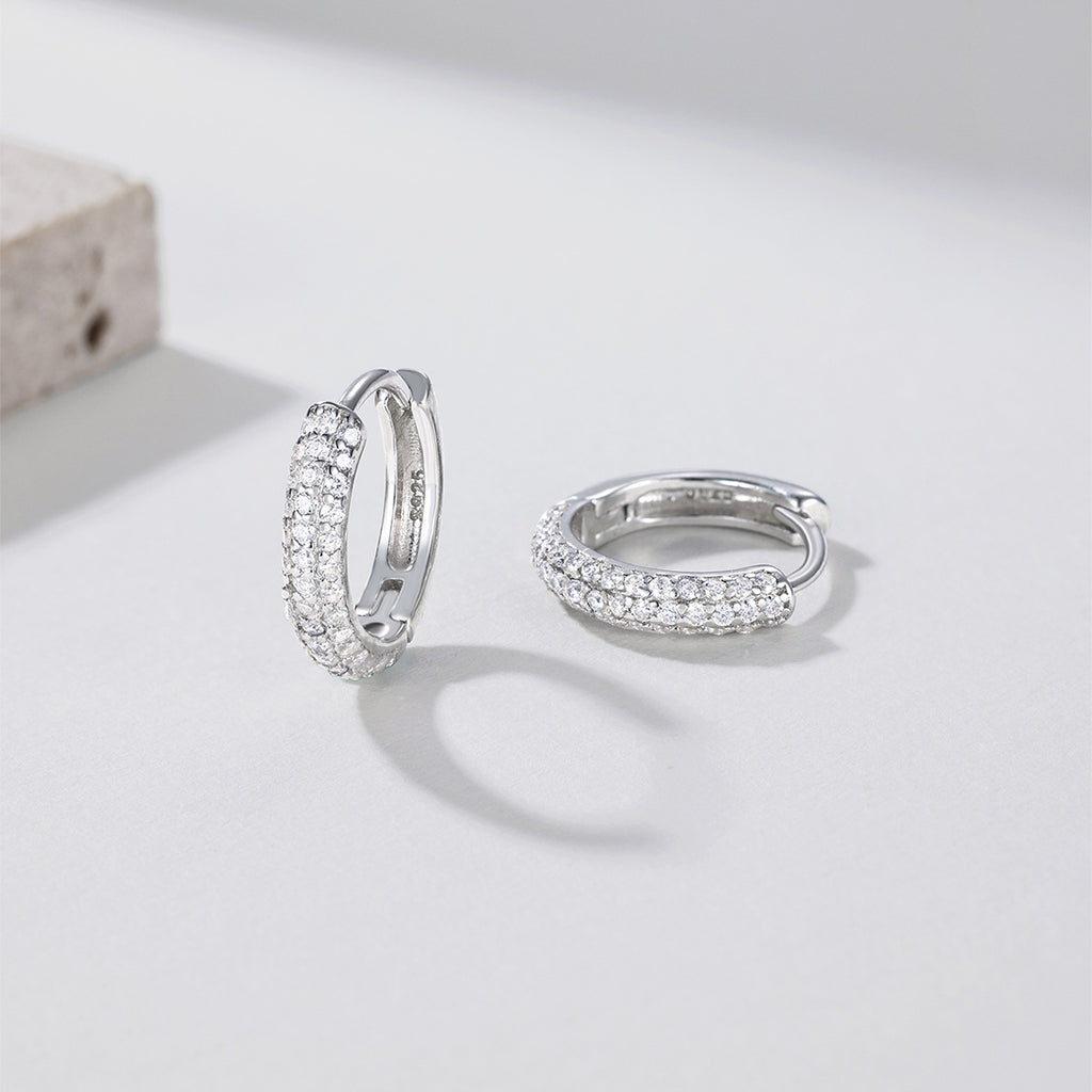 Starry Sky Circle Moissanite 925 Sterling Silver Hoop Earrings