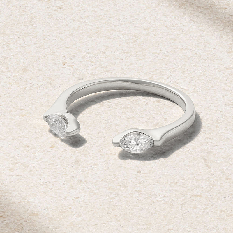 Marquise Clear Cubic Zirconia 925 Sterling Silver Open Adjustable Ring