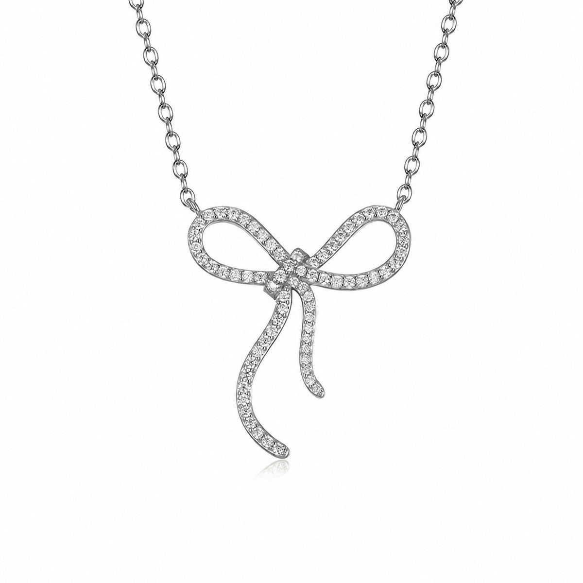 Mimosa Stone Ribbon Bow High Quality 925 Sterling Silver Necklace