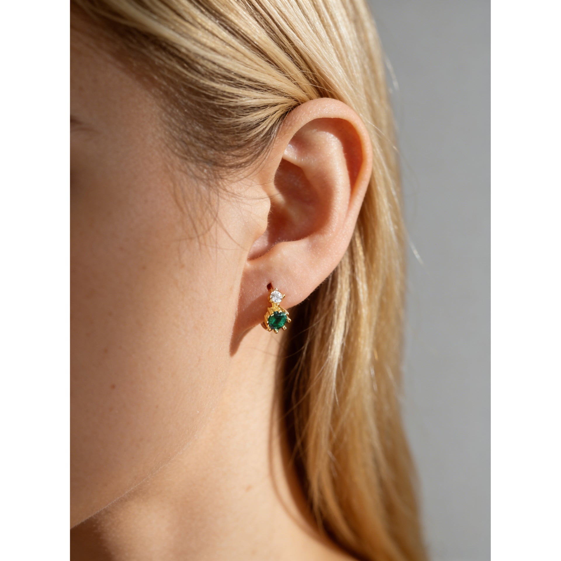 Geometric Circle Design  Colorful Circle and Teardrop Shapes 925 Sterling Silver and Cubic Zirconia Earrings