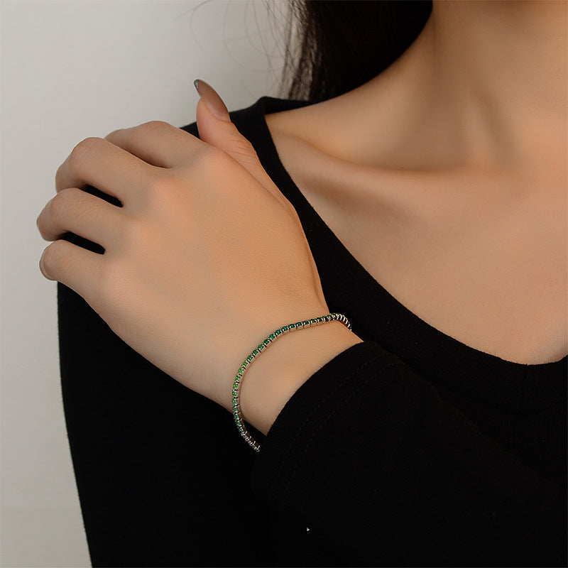 Elegant Geometric S925 Sterling Silver Emerald Tennis Bracelet with 6A Cubic Zirconia for Women and Men Fashion Jewelry Gift 2025 New Classic Design