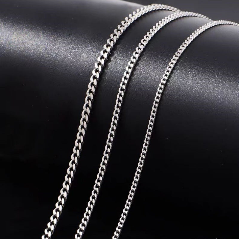 Geometric Side Link Collarbone Chain 925 Sterling Silver Cuban Chain Necklace